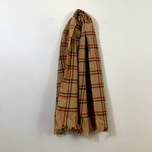 Shetland Wool Plaid Tan/Green Scarf